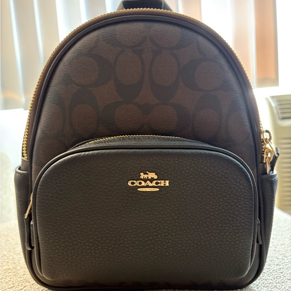 Coach Mini Court Backpack in Signature Canvas with Gold Hardware